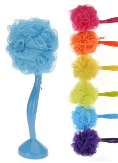 Bath Brush with Scrunchie Head on Handle   Choice of 6 Cool Colours