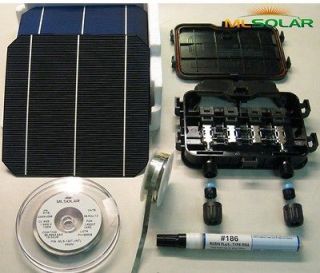 100 6x6 Mono Solar Cell Kit A Grade With Tabbing, Bus, Flux and JBOX