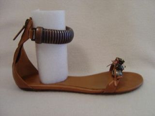 NEW Lola Cruz Tan Bracelet Ankle Strap Leather Sandals NIB Sz 39 / 9 $ 