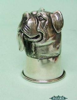 Novelty Sterling Silver Bulldog Dog Shape Figural Stirrup Cup Vodka 