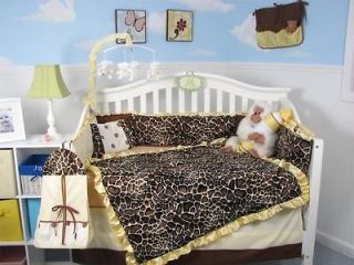   Golden Giraffe Minky Baby Crib Bedding 13 pcs Set included Diaper Bag