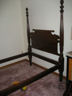 Antique Four Poster Bed Frame with Pineapple Finials