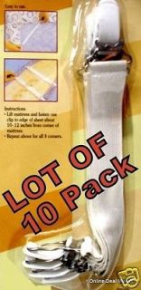 Lot Of 40 (10 Pack) BED Sheet Grippers HOLDER ELASTIC GARTER STRAPS