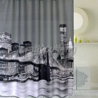   York City Night Cityscape Pattern Bathroom Fabric Shower Curtain ps140