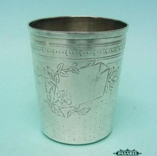 Fine Antique French Sterling Silver Beaker / Wine Cup Ca 1900