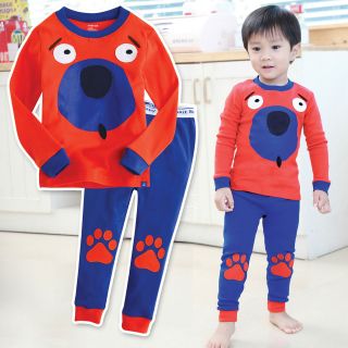  Baby Toddler Kid Boy In Door Sleepwear Pajama Set  Orange Big Dog