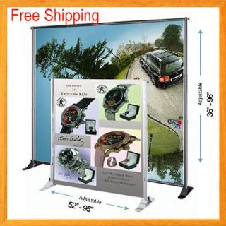 Telescopic Banner Stand Backdrop Wall Exhibitor Trade Show Display 