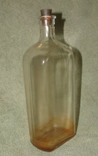 Vintage Clear Glass Bottle Oil of Cedar 32 oz with cork