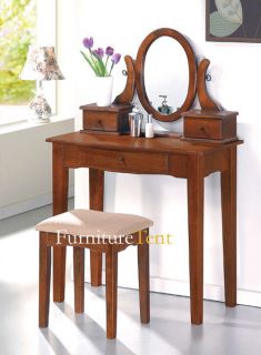 Vanity Set with Stool in Antique White, Cherry, Black and Walnut 
