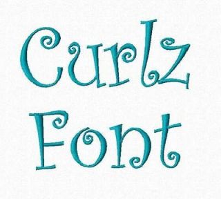 Curlz Machine Embroidery Font Alphabet   3 Sizes