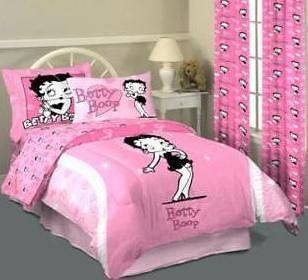 5pcs Betty Boop Twin Comforter/Sheet/Pillowcase Bedding Set & Curtains 