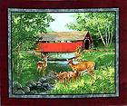   35 FABRIC WALLHANGING PANEL ~ WHITE TAIL DEER BUCK ~ DOE ~ FAWN