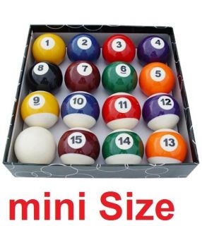 NEW Set of 16 Miniature Small Mini Pool Balls Billiard 1 1/2