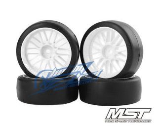 MST White BBS / R angle tire RC 1/10 Drift Car Wheels offset 6 (4 PCS 