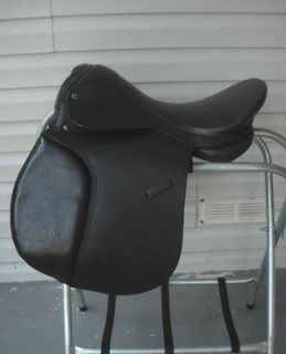 18 Premium Black Leather English AP Jump Saddle Bridle Stirrups 