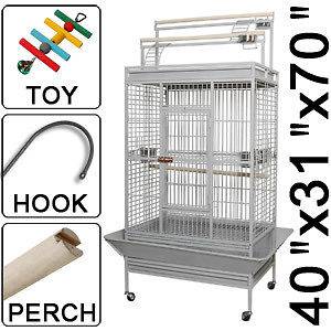   x70 Large Play Top Parrot Bird Cage Storey Deluxe Ladders White Vein
