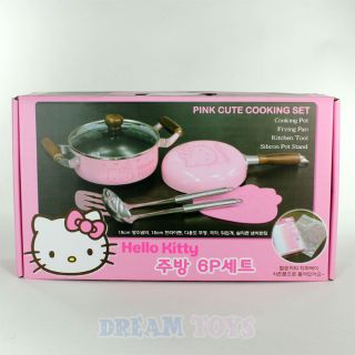 Sanrio Hello Kitty Pink Kitchen 6 Pcs Cookware Set   Pot Frying Pan 