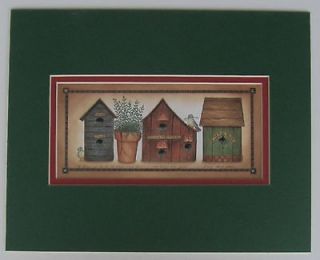 Birdhouses Art Country Matted Country Picture Prints For Interior 