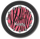 Personalized Pink Black Zebra Stripe Skin Wall Clock   Animal Print 
