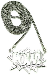 POW New Solid Metal Pendant Necklace 36 Inch Franco Style Chain