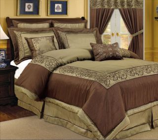   Comforter Set in Full or Queen Brown Luxury Complete Bedding Set