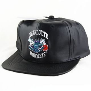 Charlotte Hornet Leather Snapback Hat Vintage Logo 7 Cap Athletic NEW