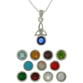 Peter Stone Collection Sterling Silver Celtic Birthstone Necklace
