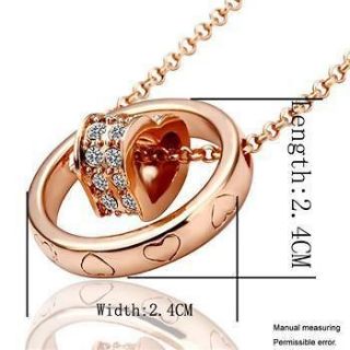   Rose Gold GP Swarovski Crystal Heart & Circle Combine Necklace BN132
