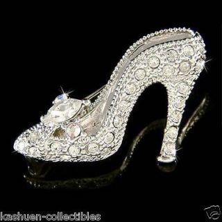   Crystal ~Cinderella Glass Slippers~ High Heel shoes Fairy Pin Brooch