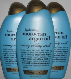   Hydrating Moroccan Argan Oil Creamy Oil Body Wash, 3 Bottles 13oz each