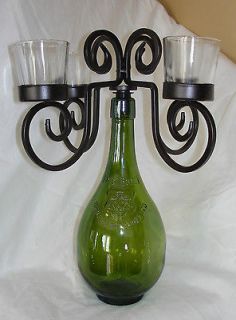 Wine Bottle Votive Tealight Candle Holder Candelabra Glass Wrought 