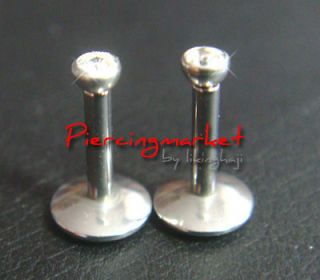 16g~1/4 6mm Labret Lip Chin Ring Piercing Bar Ear LOT 2 Body Jewelry 
