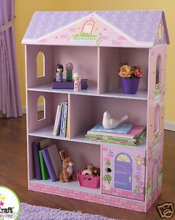   Girls Pretend Play Wooden Dollhouse Bookcase Storage Hidden Room 14602