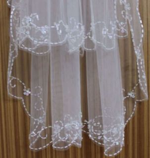   elbow beads sequins bride veils wedding veil+comb white/ivor+gif​t