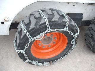   Skidsteer/Skidloader Tire Chains (Pair) Fit Bobcat, John Deere, Cat