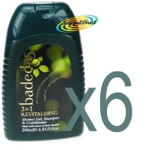 6x Badedas 3in1 Revitalising Shower Gel 200ml Body wash
