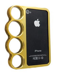 New gold brass knuckles hard rim bumper side cover case for iPhone 4 