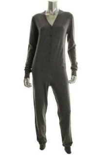 Brighton NEW Gray Wool Long Sleeve V Neck Button Front Jumpsuit Pants 
