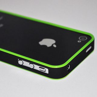 Green Black 3 Pieces Open Back Bumper Case Cover for Apple iPhone 4 4S