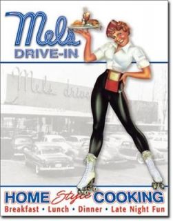 Vintage Retro Tin Sign Mels Drive In Car Hop Diner 50s