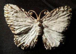 VINTAGE NAPIER BUTTERFLY PIN,WHITE WASH OVER GOLD PLATE