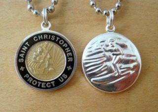   Christopher Patron of Travel Surf Pendant, BZ/BK Bronze,Black,Necklace