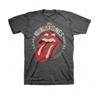 Rolling Stones Coal Graphic Tongue T Shirt Distressed 50 Year 