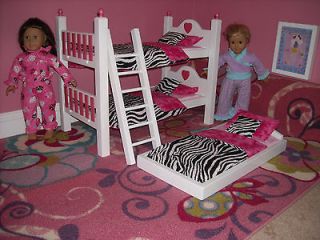 SWEET HEART TRUNDLE BUNK BED FOR THE AMERICAN GIRL DOLL W/ 15PC 