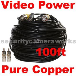 100ft CCTV BNC Video Power Cable DVR Surveillance Security Camera Wire 