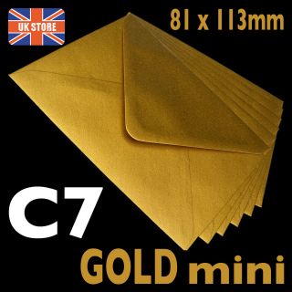 A7 C7 Gold Mini Envelopes 105gsm 113 x 81mm   RSVPs Wedding 