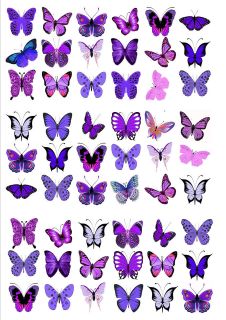   VIOLET MIX BUTTERFLIES BIRTHDAY WEDDING EDIBLE CUP CAKE TOPPERS M26