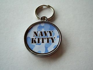 Pet ID Tags Dog Collar Cat Tag Navy Kitty Blue Camo