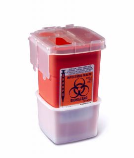 qt red sharps disposal container. see pictures. Self Locking. Made 