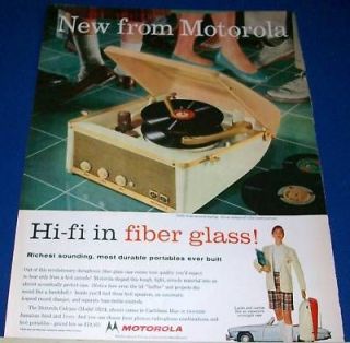 1957 Motorola Calypso portable hi fi phonograph Ad